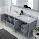 Modern Fittings Winterfell 72" Double Bath Vanity with White Marble Top and Round Sinks