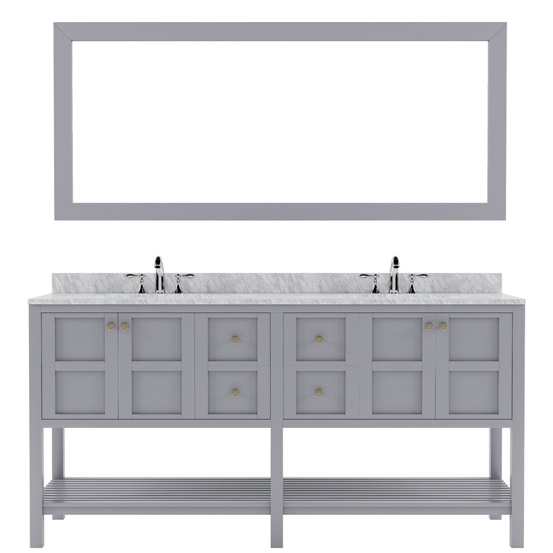 Modern Fittings Winterfell 72" Double Bath Vanity with White Marble Top and Round Sinks