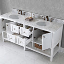 Modern Fittings Winterfell 72" Double Bath Vanity with White Marble Top and Round Sinks