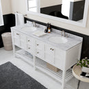 Modern Fittings Winterfell 72" Double Bath Vanity with White Marble Top and Round Sinks