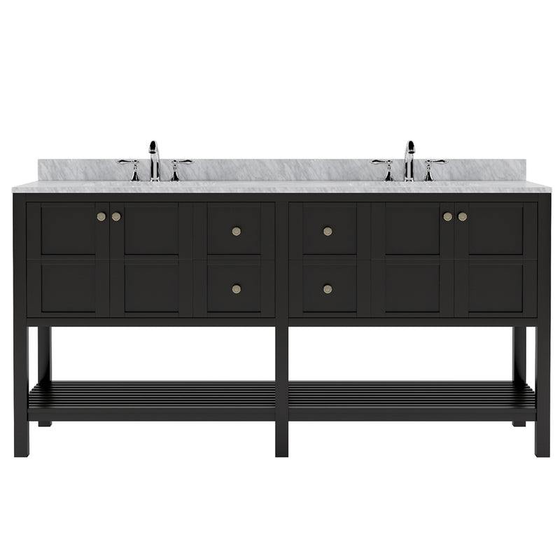 Modern Fittings Winterfell 72" Double Bath Vanity with White Marble Top and Square Sinks