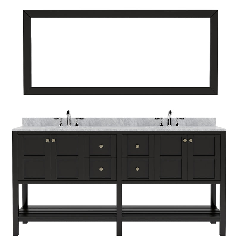 Modern Fittings Winterfell 72" Double Bath Vanity with White Marble Top and Square Sinks