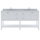 Modern Fittings Winterfell 72" Double Bath Vanity with White Marble Top and Square Sinks