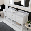 Modern Fittings Winterfell 72" Double Bath Vanity with White Marble Top and Square Sinks