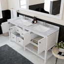 Modern Fittings Winterfell 72" Double Bath Vanity with White Marble Top and Square Sinks