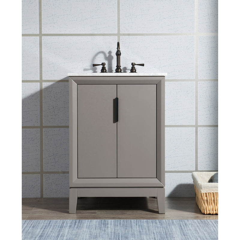 Water Creation Elizabeth 24" Single Sink Carrara White Marble Vanity In Cashmere Gray with F2-0012-03-TL Lavatory Faucet EL24CW03CG-000TL1203