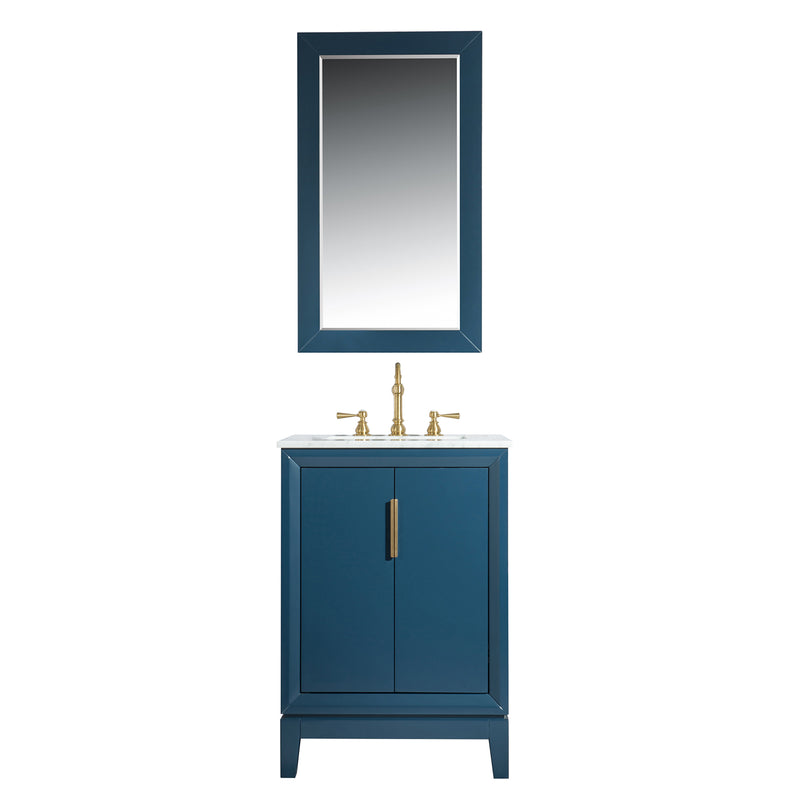 Water Creation Elizabeth 24" Single Sink Carrara White Marble Vanity In Monarch Blue with F2-0012-06-TL Lavatory Faucet EL24CW06MB-000TL1206