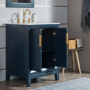 Water Creation Elizabeth 24" Single Sink Carrara White Marble Vanity In Monarch Blue EL24CW06MB-000000000