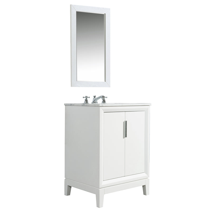 Water Creation Elizabeth 24" Single Sink Carrara White Marble Vanity In Pure White with F2-0009-01-BX Lavatory Faucet EL24CW01PW-000BX0901