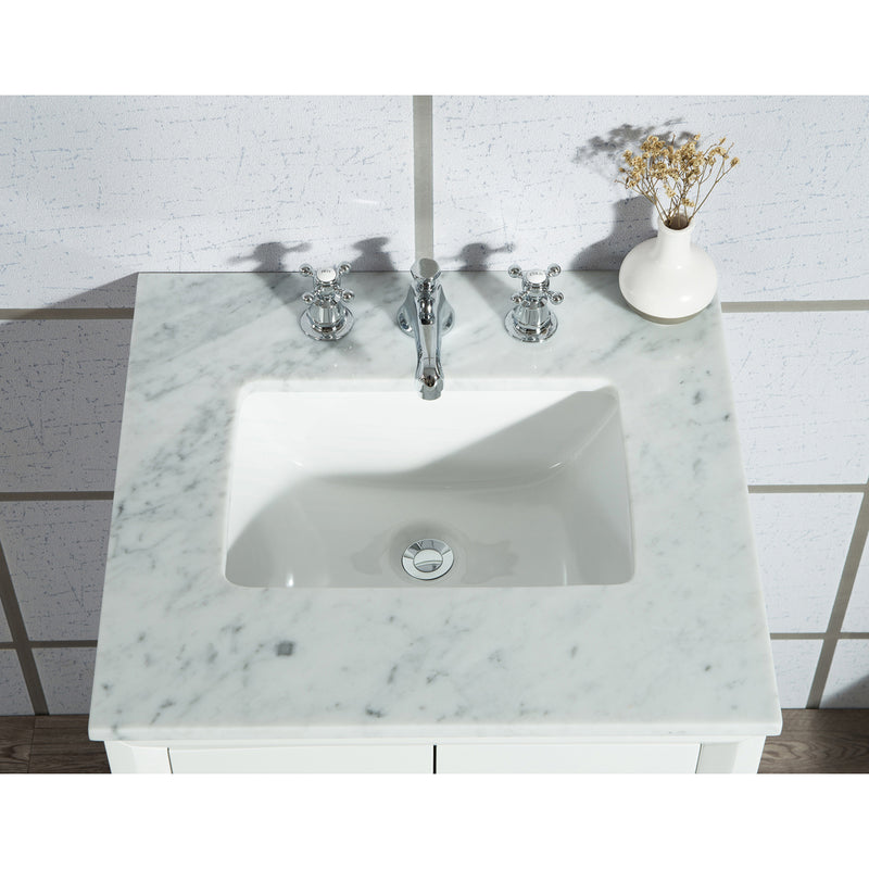 Water Creation Elizabeth 24" Single Sink Carrara White Marble Vanity In Pure White EL24CW01PW-000000000