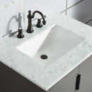 Water Creation Elizabeth 30" Single Sink Carrara White Marble Vanity In Cashmere Gray with Matching Mirror and F2-0012-03-TL Lavatory Faucet EL30CW03CG-R21TL1203