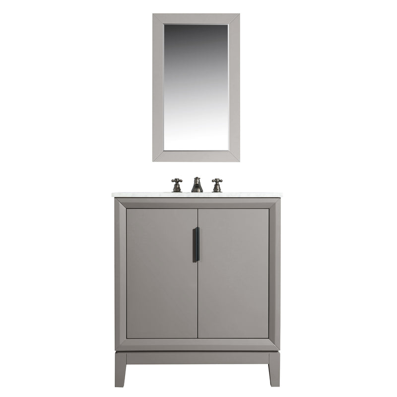 Water Creation Elizabeth 30" Single Sink Carrara White Marble Vanity In Cashmere Gray EL30CW03CG-000000000