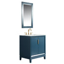 Water Creation Elizabeth 30" Single Sink Carrara White Marble Vanity In Monarch Blue EL30CW06MB-000000000