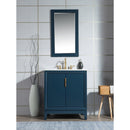 Water Creation Elizabeth 30" Single Sink Carrara White Marble Vanity In Monarch Blue EL30CW06MB-000000000