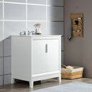 Water Creation Elizabeth 30" Single Sink Carrara White Marble Vanity In Pure White EL30CW01PW-000000000