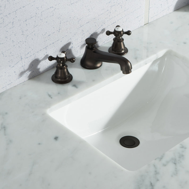 Water Creation Elizabeth 48" Single Sink Carrara White Marble Vanity In Cashmere Gray with F2-0009-03-BX Lavatory Faucet EL48CW03CG-000BX0903