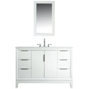 Water Creation Elizabeth 48" Single Sink Carrara White Marble Vanity In Pure White with Matching Mirror and F2-0012-01-TL Lavatory Faucet EL48CW01PW-R21TL1201