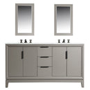 Water Creation Elizabeth 60" Double Sink Carrara White Marble Vanity In Cashmere Gray EL60CW03CG-000000000