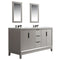 Water Creation Elizabeth 60" Double Sink Carrara White Marble Vanity In Cashmere Gray with Matching Mirror EL60CW03CG-R21000000