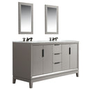 Water Creation Elizabeth 60" Double Sink Carrara White Marble Vanity In Cashmere Gray with F2-0009-03-BX Lavatory Faucet EL60CW03CG-000BX0903