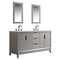 Water Creation Elizabeth 60" Double Sink Carrara White Marble Vanity In Cashmere Gray with Matching Mirror and F2-0012-03-TL Lavatory Faucet EL60CW03CG-R21TL1203