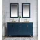 Water Creation Elizabeth 60" Double Sink Carrara White Marble Vanity In Monarch Blue EL60CW06MB-000000000