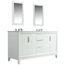 Water Creation Elizabeth 60" Double Sink Carrara White Marble Vanity In Pure White EL60CW01PW-000000000