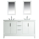 Water Creation Elizabeth 60" Double Sink Carrara White Marble Vanity In Pure White with Matching Mirror and F2-0012-01-TL Lavatory Faucet EL60CW01PW-R21TL1201