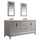 Water Creation Elizabeth 72" Double Sink Carrara White Marble Vanity In Cashmere Gray EL72CW03CG-000000000