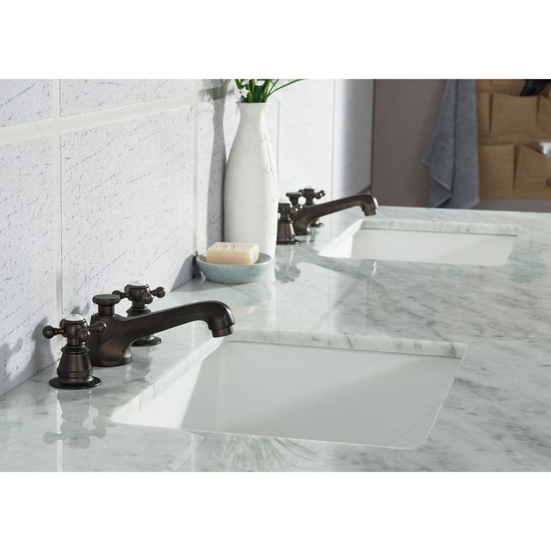 Water Creation Elizabeth 72" Double Sink Carrara White Marble Vanity In Cashmere Gray with Matching Mirror EL72CW03CG-R21000000