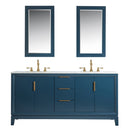 Water Creation Elizabeth 72" Double Sink Carrara White Marble Vanity In Monarch Blue EL72CW06MB-000000000