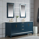 Water Creation Elizabeth 72" Double Sink Carrara White Marble Vanity In Monarch Blue EL72CW06MB-000000000