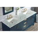 Water Creation Elizabeth 72" Double Sink Carrara White Marble Vanity In Monarch Blue EL72CW06MB-000000000