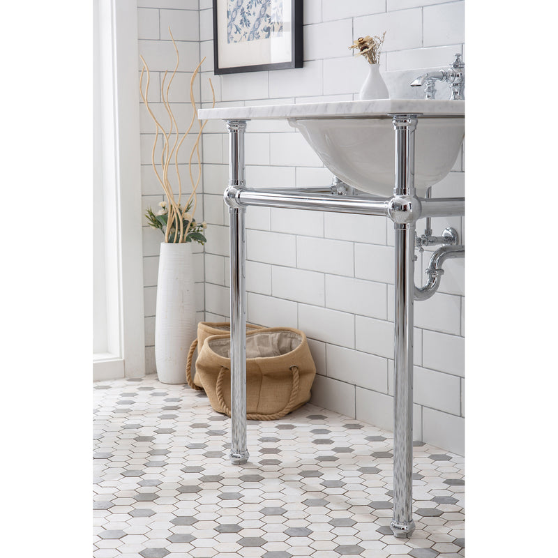 Water Creation Embassy 30" Wide Single Wash Stand P-Trap Counter Top with Basin F2-0013 Faucet and Mirror included In Chrome Finish EB30E-0113