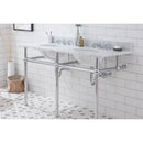 Water Creation Embassy 60" Wide Double Wash Stand P-Trap Counter Top with Basin F2-0009 Faucet and Mirror included In Chrome Finish EB60E-0109