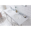 Water Creation Embassy 60" Wide Double Wash Stand P-Trap Counter Top with Basin F2-0009 Faucet and Mirror included In Chrome Finish EB60E-0109