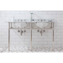 Water Creation Embassy 60" Wide Double Wash Stand P-Trap Counter Top with Basin F2-0009 Faucet and Mirror included In Polished Nickel PVD Finish EB60E-0509