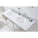 Water Creation Embassy 60" Wide Double Wash Stand P-Trap Counter Top with Basin F2-0012 Faucet and Mirror included In Polished Nickel PVD Finish EB60E-0512