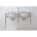 Water Creation Embassy 60" Wide Double Wash Stand P-Trap Counter Top with Basin and F2-0013 Faucet included In Polished Nickel PVD Finish EB60D-0513