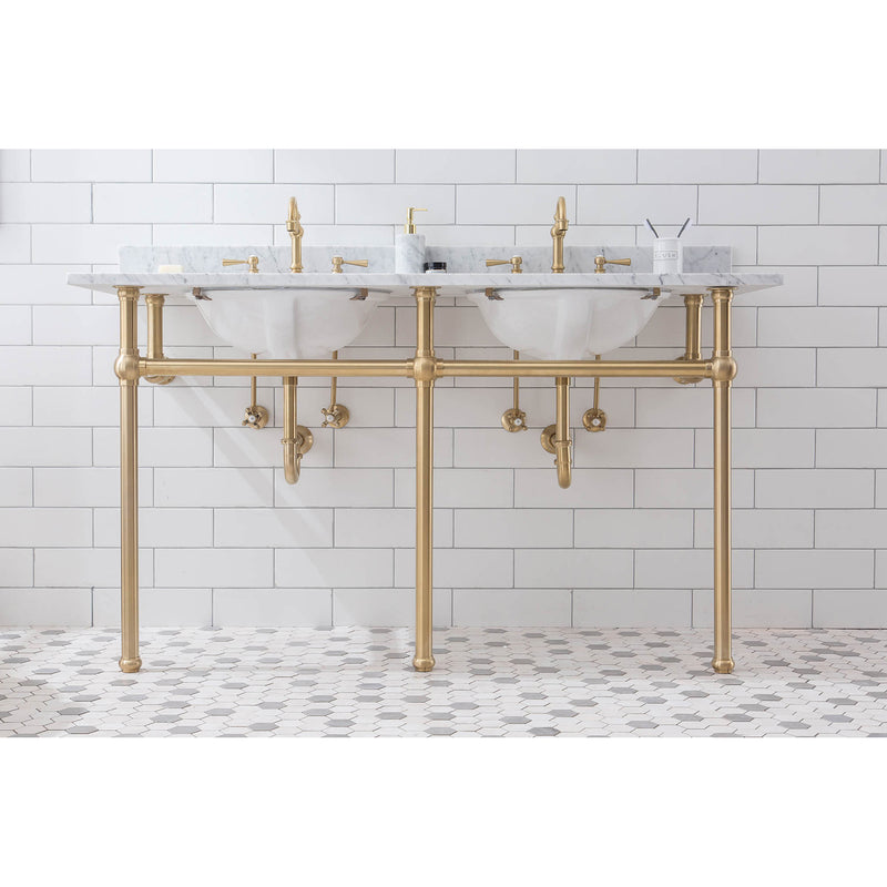 Water Creation Embassy 60" Wide Double Wash Stand Only In Satin Gold Finish EB60A-0600