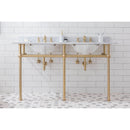 Water Creation Embassy 60" Wide Double Wash Stand P-Trap Counter Top with Basin and F2-0013 Faucet included In Satin Gold Finish EB60D-0613