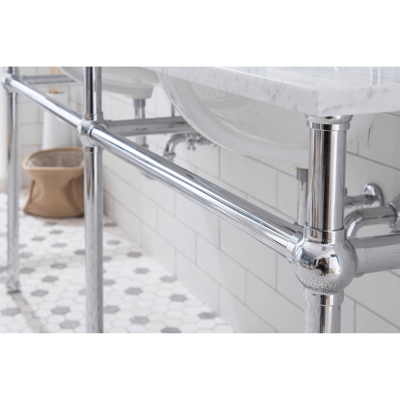 Water Creation Embassy 72" Wide Double Wash Stand and P-Trap included In Chrome Finish EB72B-0100