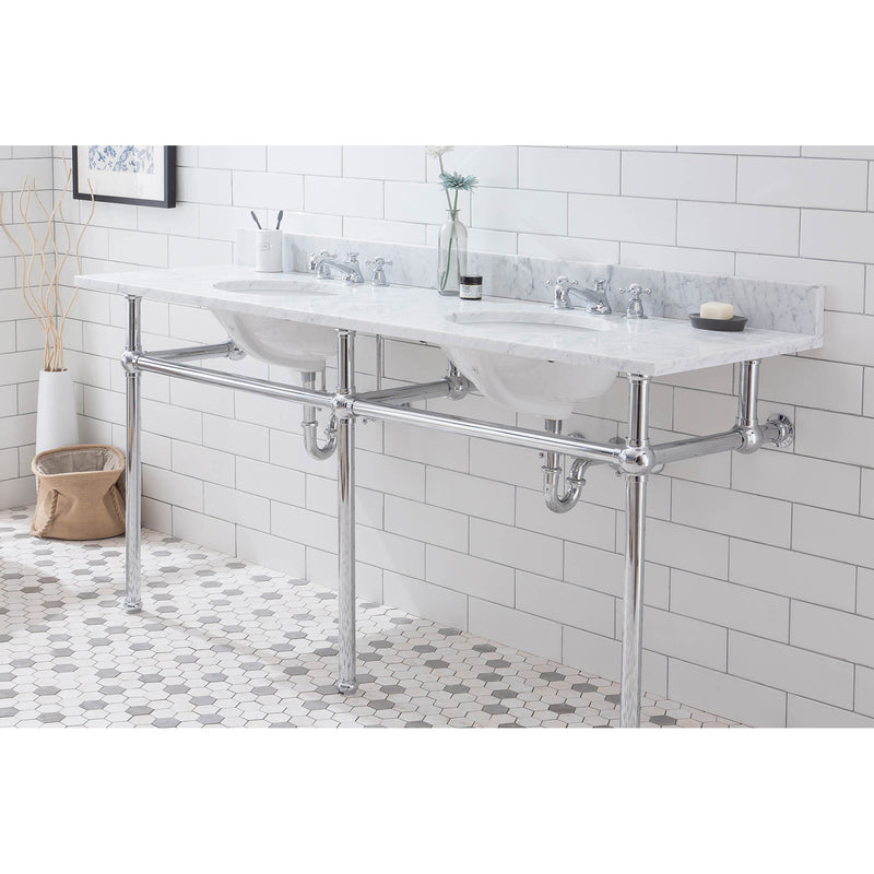 Water Creation Embassy 72" Wide Double Wash Stand and P-Trap included In Chrome Finish EB72B-0100