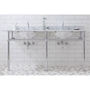 Water Creation Embassy 72" Wide Double Wash Stand P-Trap Counter Top with Basin F2-0012 Faucet and Mirror included In Chrome Finish EB72E-0112