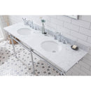 Water Creation Embassy 72" Wide Double Wash Stand P-Trap Counter Top with Basin F2-0012 Faucet and Mirror included In Chrome Finish EB72E-0112