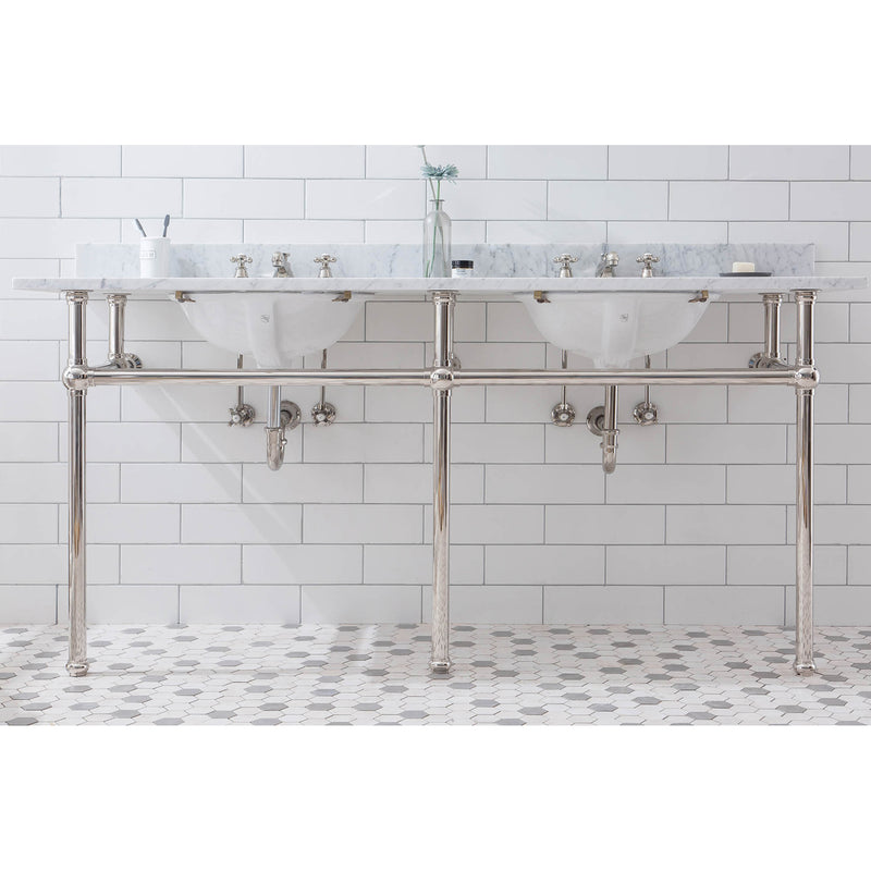 Water Creation Embassy 72" Wide Double Wash Stand and P-Trap included In Polished Nickel PVD Finish EB72B-0500