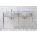 Water Creation Embassy 72" Wide Double Wash Stand P-Trap Counter Top with Basin F2-0012 Faucet and Mirror included In Polished Nickel PVD Finish EB72E-0512