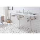 Water Creation Embassy 72" Wide Double Wash Stand P-Trap Counter Top with Basin F2-0012 Faucet and Mirror included In Polished Nickel PVD Finish EB72E-0512