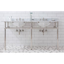 Water Creation Embassy 72" Wide Double Wash Stand P-Trap Counter Top with Basin and F2-0013 Faucet included In Polished Nickel PVD Finish EB72D-0513