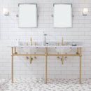 Water Creation Embassy 72" Wide Double Wash Stand P-Trap Counter Top with Basin and F2-0012 Faucet included In Satin Gold Finish EB72D-0612